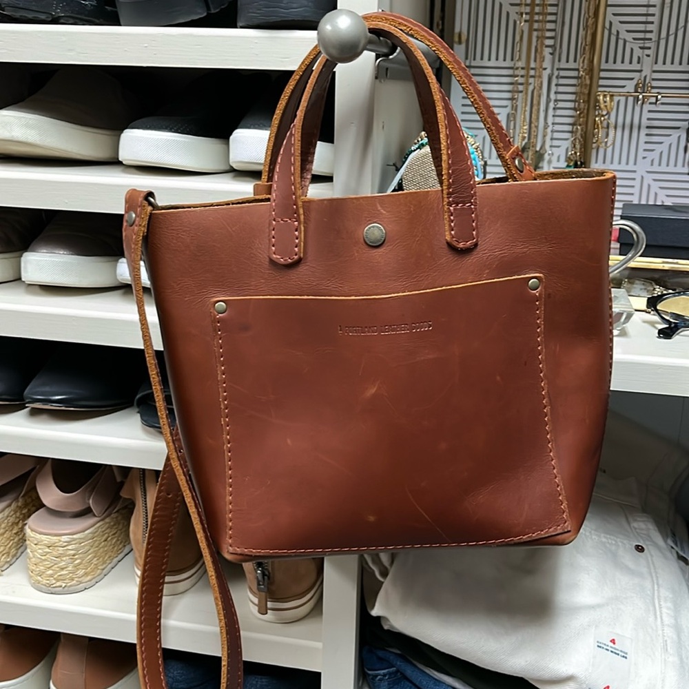 Portland Leather Mini Crossbody CB tote  with snap Honey or chestnut?